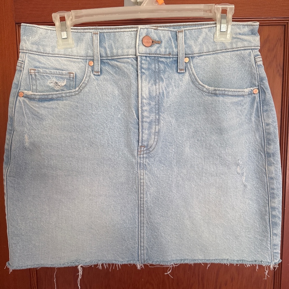 Express high waisted distressed denim mini skirt